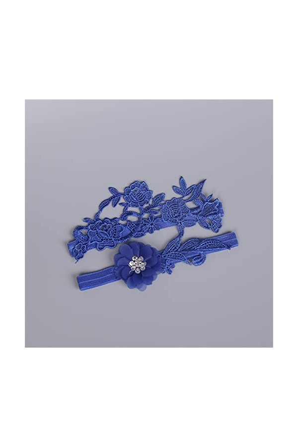 ZLXDP Garters de Mariage Lace Blue Floral Sexy Garters 2pcs Set for Women Bride Hon Ring Bridal Mand Garter