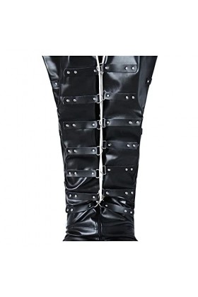 Dleuan PU Cuir Punk Taille chaîne Corps Harnais Porte-Jarretelles discothèque fête Bal Jambe Cuisse Nuisette Hauts Lingerie C