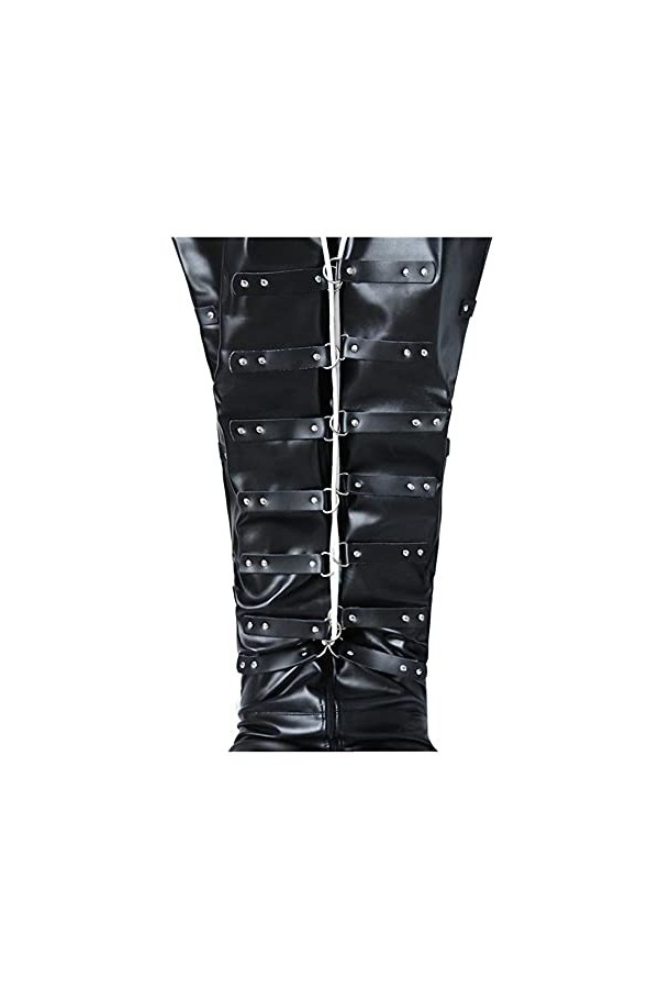 Dleuan PU Cuir Punk Taille chaîne Corps Harnais Porte-Jarretelles discothèque fête Bal Jambe Cuisse Nuisette Hauts Lingerie C