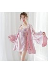 QND Peignoir dhiver Sexy Femme Bourgeon Visage en Soie Poitrine Basse Passion Tentation Perspective Sexy Robe Chemise de Nui