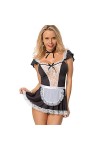 TONZN Costume de femme de chambre sexy pour femme, caraco, jupe, jeu dHalloween, femme de chambre, séduit, discothèque, perf