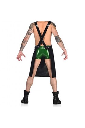 JQYTEN Hommes nouveauté robe dos nu PVC scène Performance Costume Sexy serveur Cosplay uniforme dos croisé robe à bretelles
