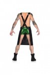 JQYTEN Hommes nouveauté robe dos nu PVC scène Performance Costume Sexy serveur Cosplay uniforme dos croisé robe à bretelles