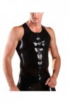 IDOBLO Gilet Zippé en Latex Noir pour Hommes Chemise en Caoutchouc Latex Hauts en Latex Costumes,Clair,4XL