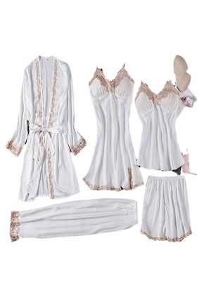 Ouvrir lentrejambeFemme Sexuelle, Lingerie Sensuelle, Pyjama, Coussinets de Poitrine, Bretelles, Loungewear, Soie glacée, Ch