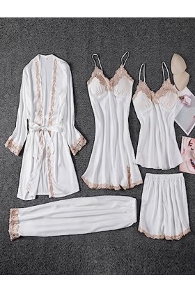 Ouvrir lentrejambeFemme Sexuelle, Lingerie Sensuelle, Pyjama, Coussinets de Poitrine, Bretelles, Loungewear, Soie glacée, Ch