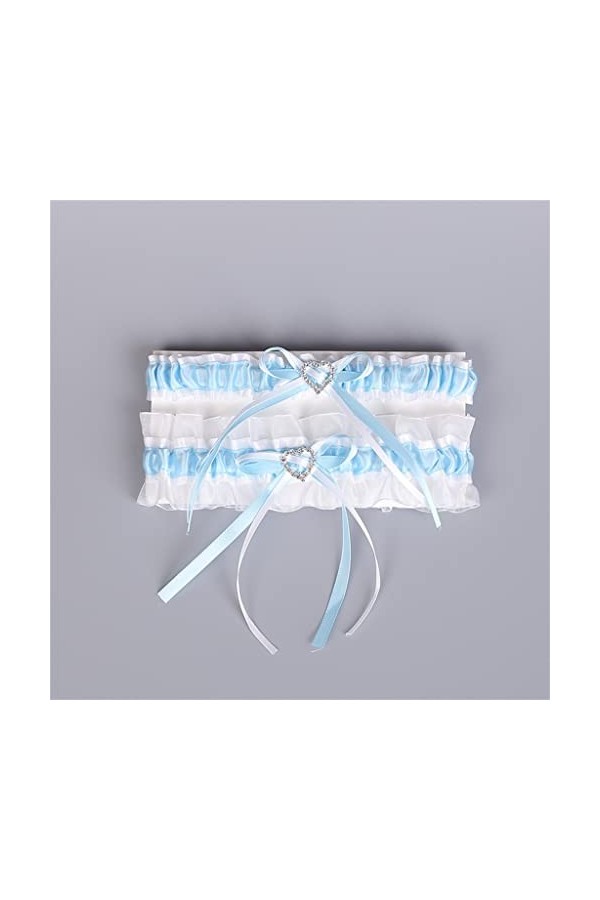 MJWDP Garter de Mariage Blue Blanc Bow Sexy Garters 2pcs Set for Les Femmes Bride Femme Rague de Cuisse Bridal Garter