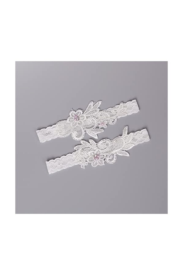MJWDP Garteurs de Mariage en Dentelle en Perles Fleur de jarretières Sexy 2pc