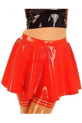 ANTIY Jupes en Latex Sexy Rouges avec Fermeture Éclair À Larrière,Couleur Personnalisée,X-Grand