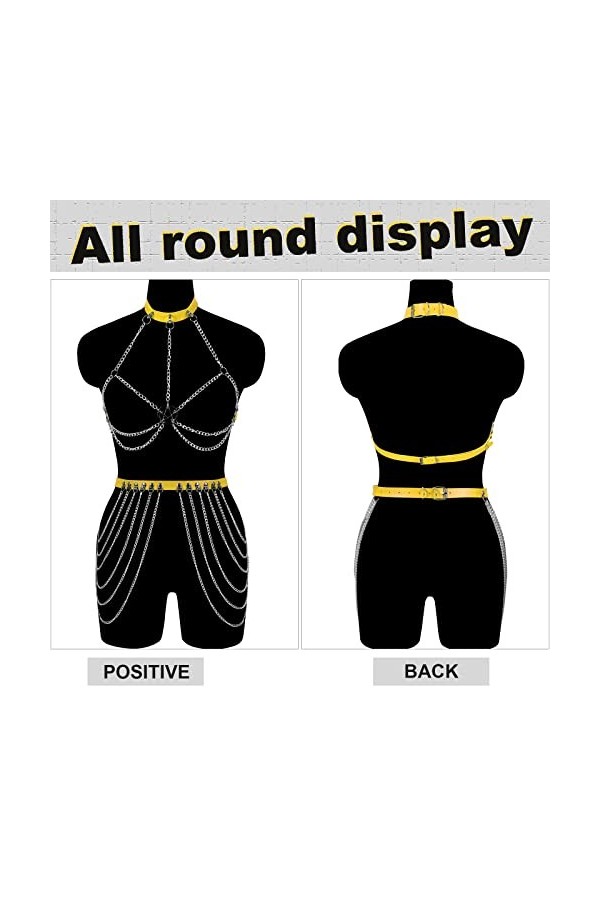 Punk Taille chaîne Ceintures Gothique Corps chaînes pour Femmes Harnais en Cuir jarretière Ensemble Accessoires Rave Party