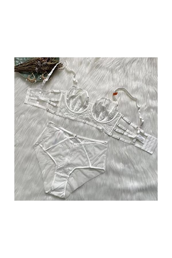 Bretelles de Soutien-Gorge Seins Sexy Confortable sans éponge Anneau en Acier Soutien-Gorge Dentelle Ensemble de sous-Vêtemen