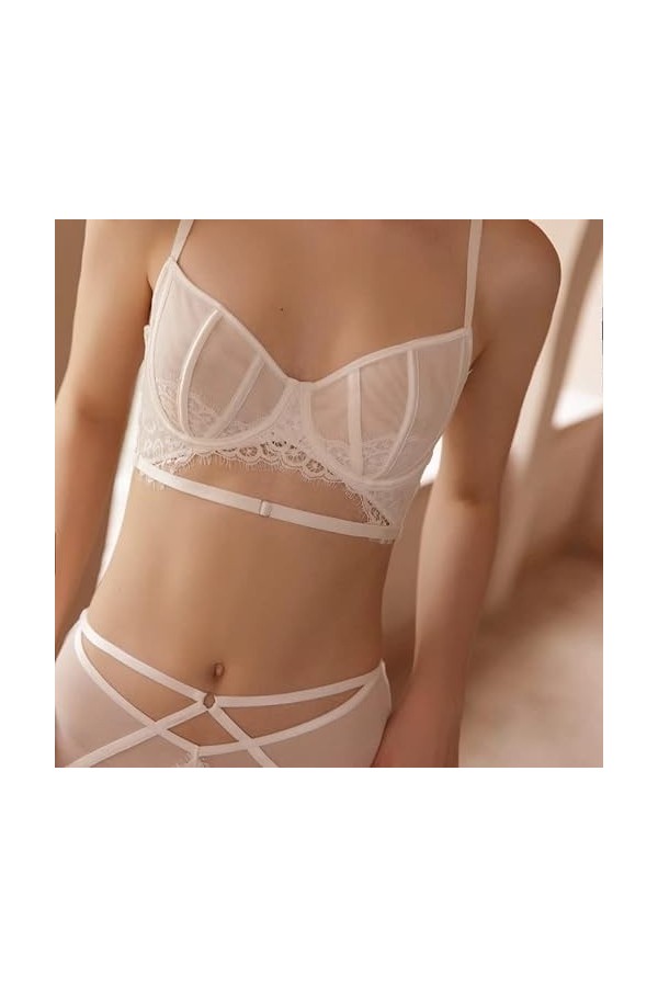 Bretelles de Soutien-Gorge Seins Sexy Confortable sans éponge Anneau en Acier Soutien-Gorge Dentelle Ensemble de sous-Vêtemen