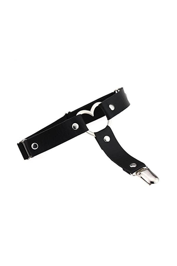 SHANGMAOYO Sexy élasticité Harnais Coeur Jambe chaîne Porte-Jarretelles Cosplay Goth Cuir Cuisse Anneau jarretière Ceintures 