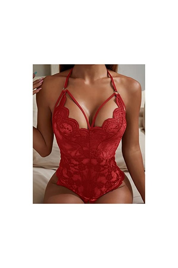 EYHLKM Femmes One Pieces Lingerie Lingerie sensuelle Sexy Femmes Costumes Red Plaid Color : A, Size : L code 