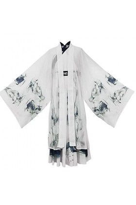 JIMINISO Peinture à lencre Noire Hanfu Hommes/Femmes Chinois Traditionnel Adulte Halloween Cosplay Costume déguisement pour 