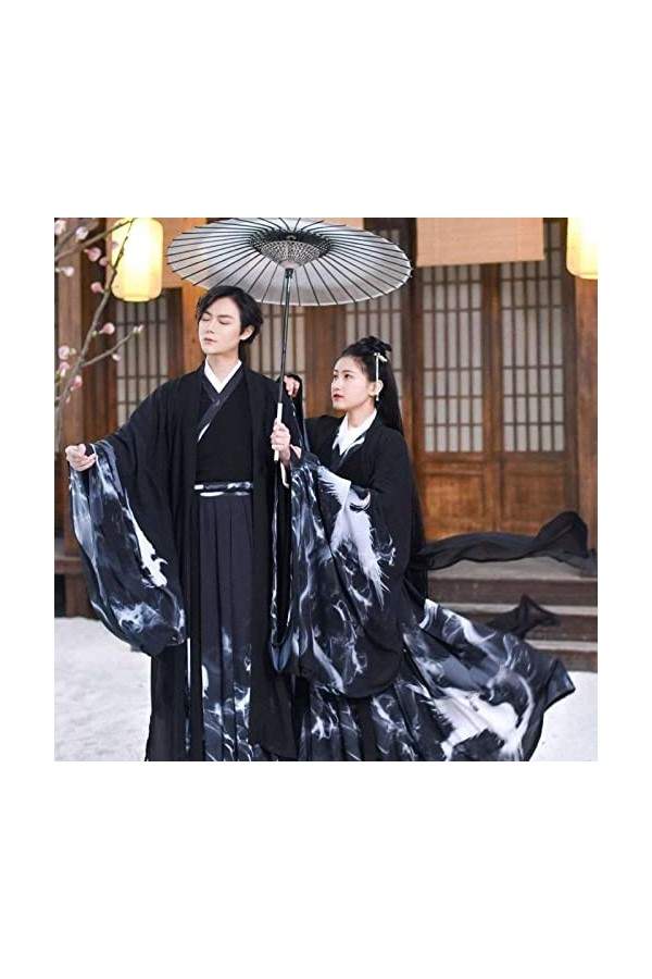 JIMINISO Peinture à lencre Noire Hanfu Hommes/Femmes Chinois Traditionnel Adulte Halloween Cosplay Costume déguisement pour 