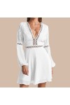 CHYSP Robes pour Femmes V-Col V-Col de la Dentelle Stuffing Halter Robes Casual Sexy Loose Confortable Jupes Streetwear Colo
