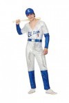 Smiffys Costume de baseball à paillettes sous licence officielle Elton John Deluxe - Argenté et bleu - Taille S - 86,4-91,4 c
