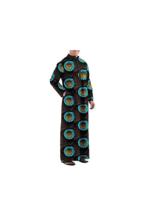 Kuendrem Tenue Dashiki pour homme - Manches longues et ourlet - Style Ankara - - 3X-Large