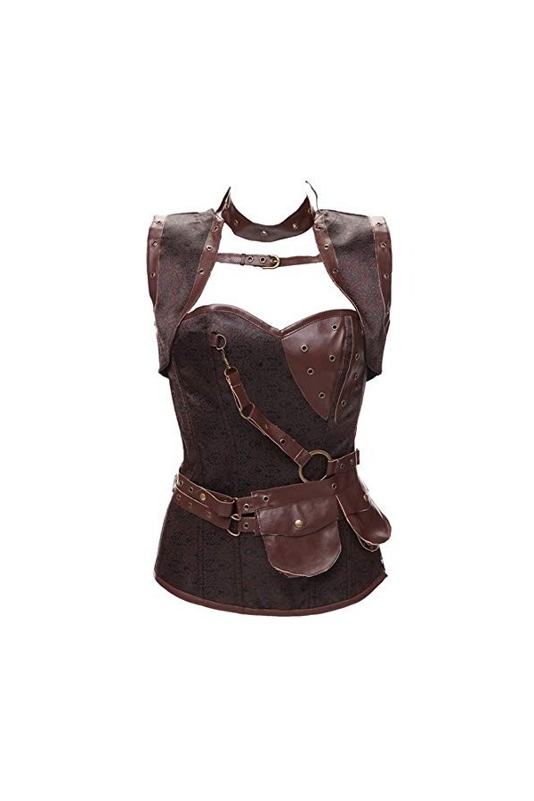 Heqianqian Corset gothique steampunk pour femme avec baleines en acier respirant couleur : noir, taille : 5XL 
