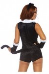 Leg Avenue Frisky Kitty Panamas, Noir Black, White , Taille Fabricant: LargeUk 14-16 Femme