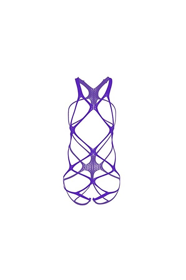 TONZN Bodystocking Sexy pour Femme - Lingerie érotique - Babydoll - sous-vêtements - Catsuit Noir Taille Unique Rose Rouge