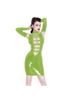 JQYTEN Sexy Latex PVC Wet Look Mini Dress with Fingerless Gloves Women PVC Sleeveless Belts Front Vestido Novelty Dancing Clu