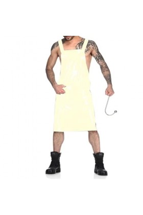 JQYTEN Men Novelty Backless Dress PVC Stage Performance Costume Sexy Waiter Cosplay Uniform Back Criss Cross Strap Dress