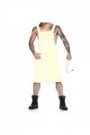 JQYTEN Men Novelty Backless Dress PVC Stage Performance Costume Sexy Waiter Cosplay Uniform Back Criss Cross Strap Dress