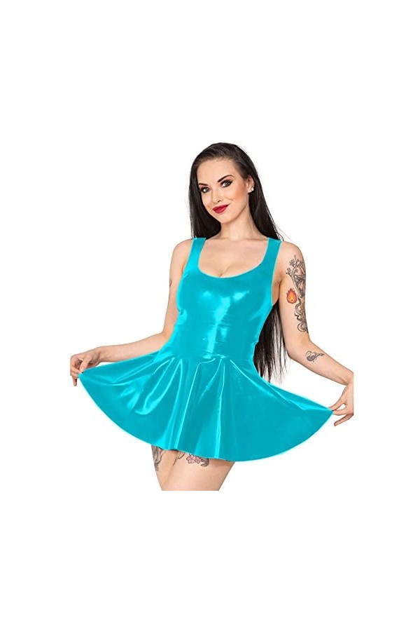 Robe dété grande taille pour femmes, mini robe sans manches, débardeurs, uniforme décolière sexy, robe de soubrette, rouge,