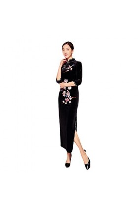 Restauration des façons anciennes - Fin et épais - Broderie en velours doré - Cheongsam - Classique et moderne - Qipao, 2, X-