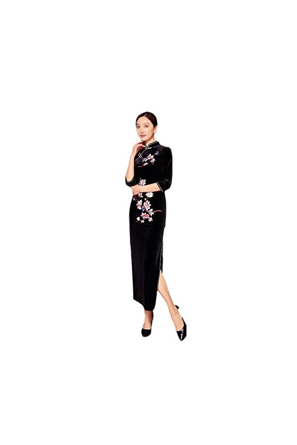 Restauration des façons anciennes - Fin et épais - Broderie en velours doré - Cheongsam - Classique et moderne - Qipao, 2, X-