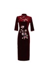 Restauration des façons anciennes - Fin et épais - Broderie en velours doré - Cheongsam - Classique et moderne - Qipao, 2, X-