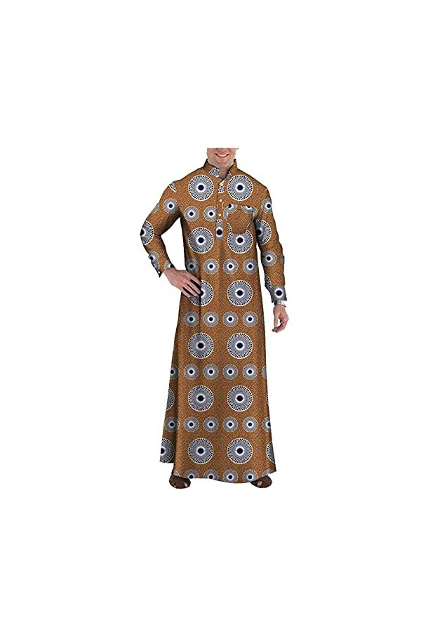 Kuendrem Dashiki Ankara Robe longue à manches longues pour homme - - 5X-Large