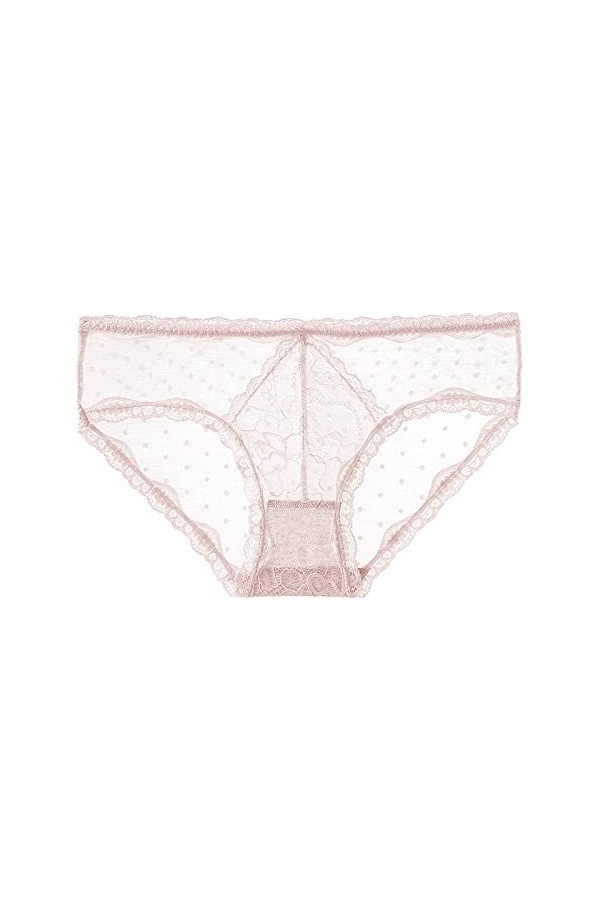 Culotte sexy en coton transparent respirant en dentelle creuse pour femme Rose Lingerie pour jeux sexuels, beige, taille uniq
