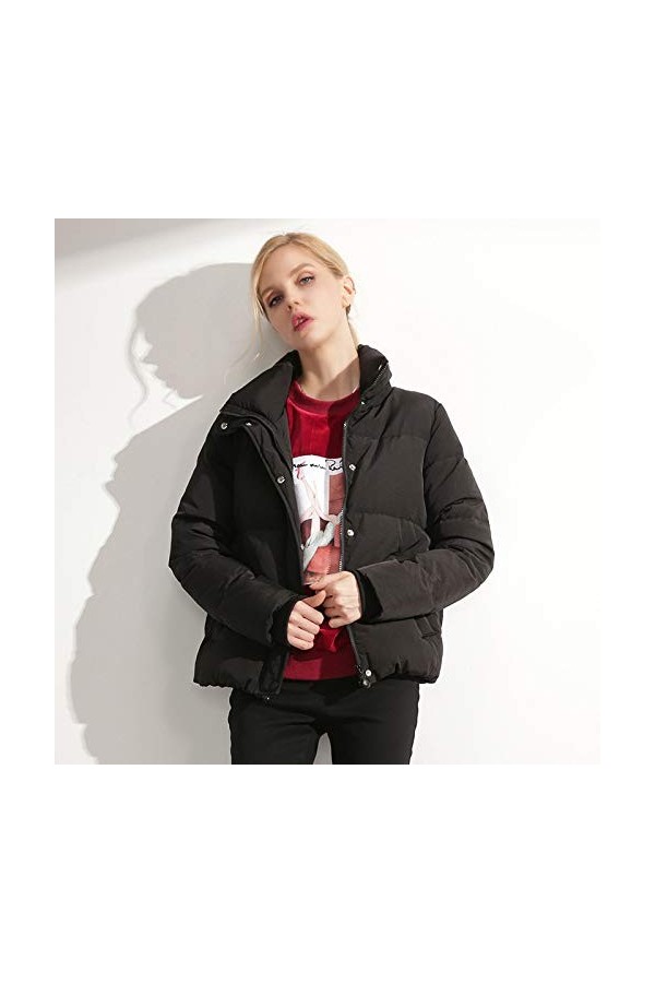 nouler Doudoune Col De Duvet De Canard dhiver De Mode Féminine,Noir,L