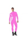 JQYTEN Grande Taille S-6XL Hommes Wetlook PVC Moulante Combinaison Fermeture éclair Avant Zentai à Manches Longues Cosplay Ca