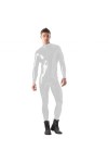 JQYTEN Grande Taille S-6XL Hommes Wetlook PVC Moulante Combinaison Fermeture éclair Avant Zentai à Manches Longues Cosplay Ca