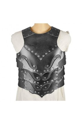 RIVINE Médiéval Elfe Noir Poitrine Armure Gilet Chevalier Gladiateur Pirate PU Cuir cuirasse Cosplay Costume Tenue cuirasse f