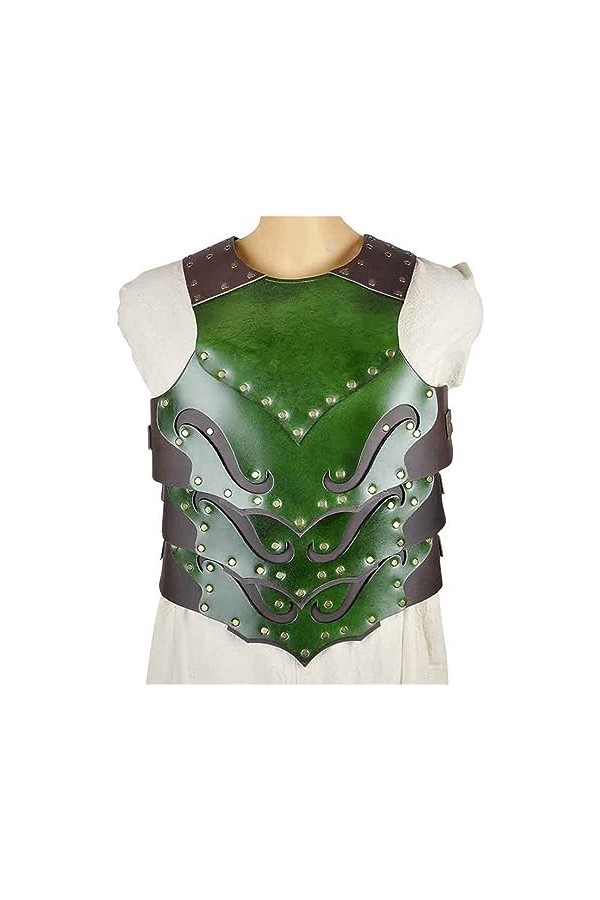 RIVINE Médiéval Elfe Noir Poitrine Armure Gilet Chevalier Gladiateur Pirate PU Cuir cuirasse Cosplay Costume Tenue cuirasse f