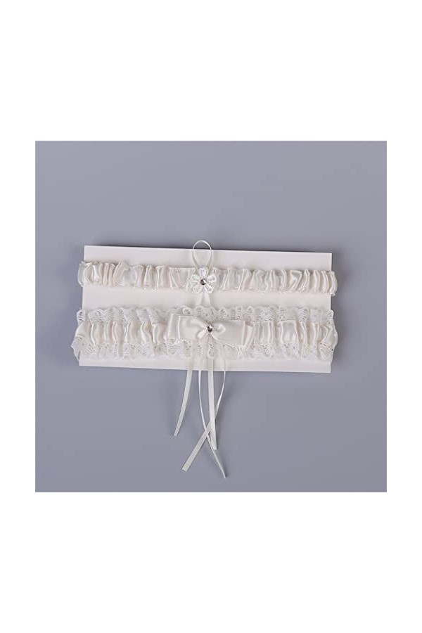 MJWDP Garter de Mariage Blanc de la Dentelle de Fleur de Fleur