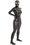 Femmes Sexy Wetlook Moulante Catsuit Discothèques Performance Costume Lingerie Combinaison Faux Cuir,Noir,MF