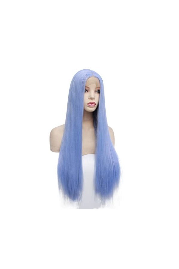 DUNEL Wigs Hair For Women Long Straight Hair Wigs for Women Blue Lace Front Middle Part Hairline Party Costume Cosplay Wig Pe