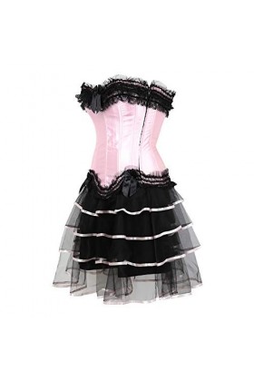 yumeng Lingerie corset à baleines pour femme couleur : rose, taille : 18-20 