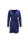 CHYSP Robes de Bureau de Couleur Unie pour Femmes à Manches Longues à Manches Longues pour Femmes Jupe Crayon à col en V Robe
