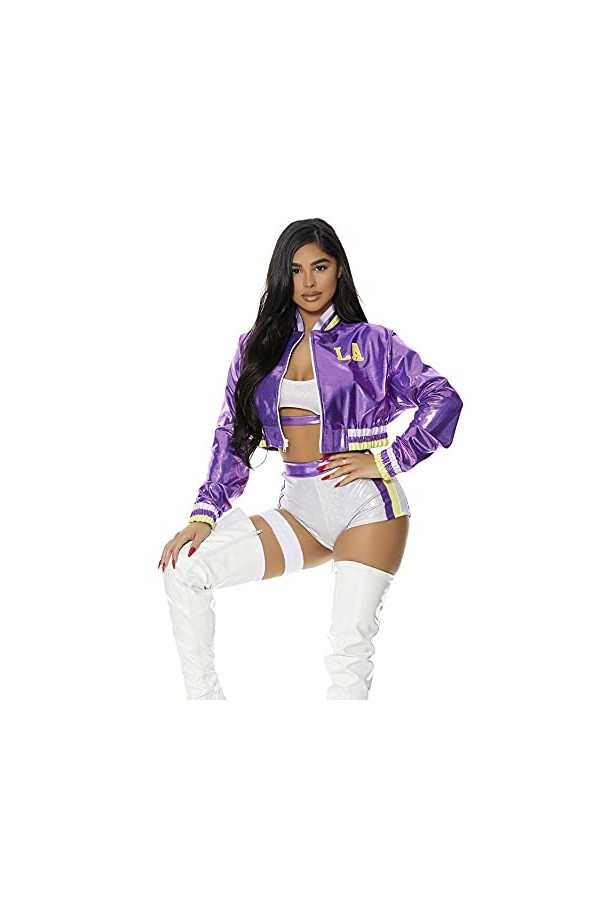 Forplay Enjoy the Show Costume de joueur de basketball sexy pour femme, violet, Medium/Large