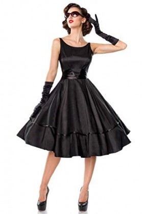 Belsira Robe Swing en Satin sans Manches, Noir , M