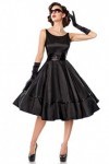 Belsira Robe Swing en Satin sans Manches, Noir , M