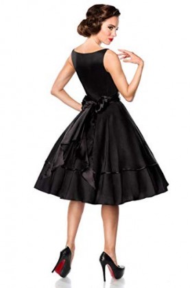 Belsira Robe Swing en Satin sans Manches, Noir , M