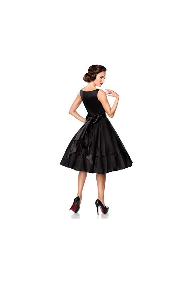 Belsira Robe Swing en Satin sans Manches, Noir , M